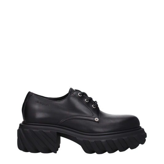 Oxfords et derbies en cuir noir et blanc cassé