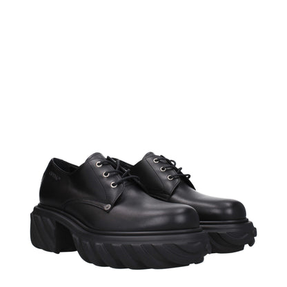 Oxfords et derbies en cuir noir et blanc cassé