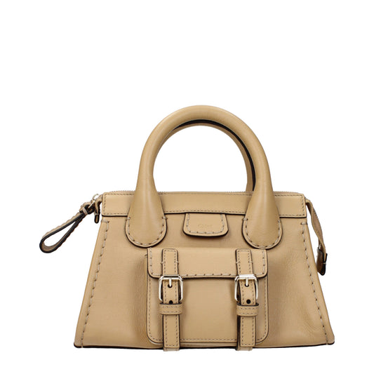 Sacs à main en cuir beige Chloé