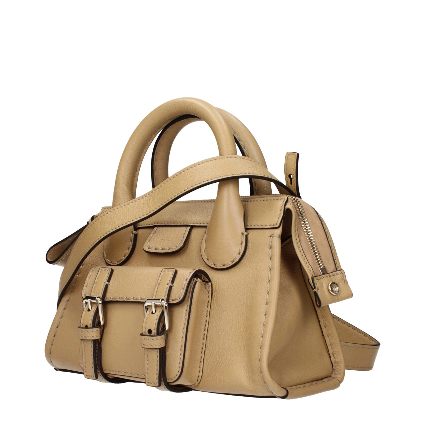 Sacs à main en cuir beige Chloé