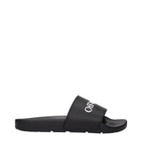 Off-White Black Cotton Slippers Sandals - All-Day Comfort