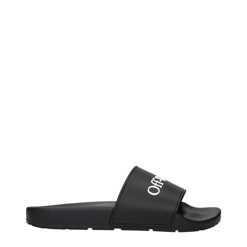 Off-White Black Cotton Slippers Sandals - All-Day Comfort
