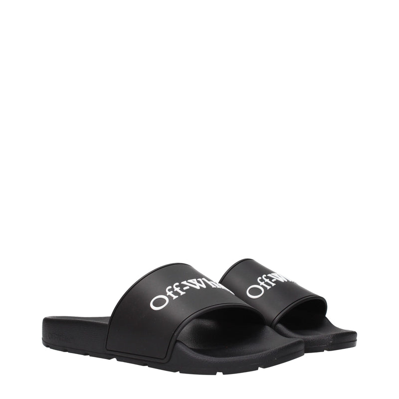 Off-White Black Cotton Slippers Sandals - All-Day Comfort