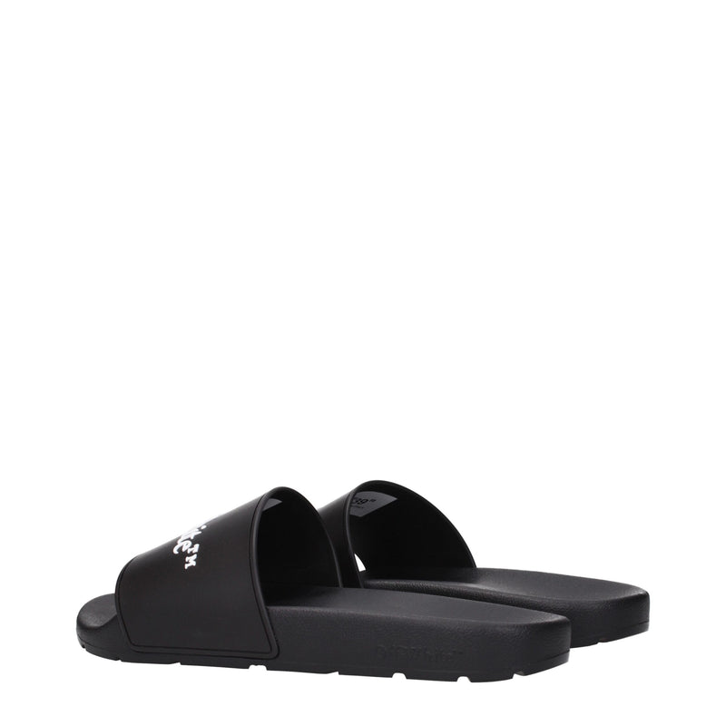 Off-White Black Cotton Slippers Sandals - Stylish Comfort