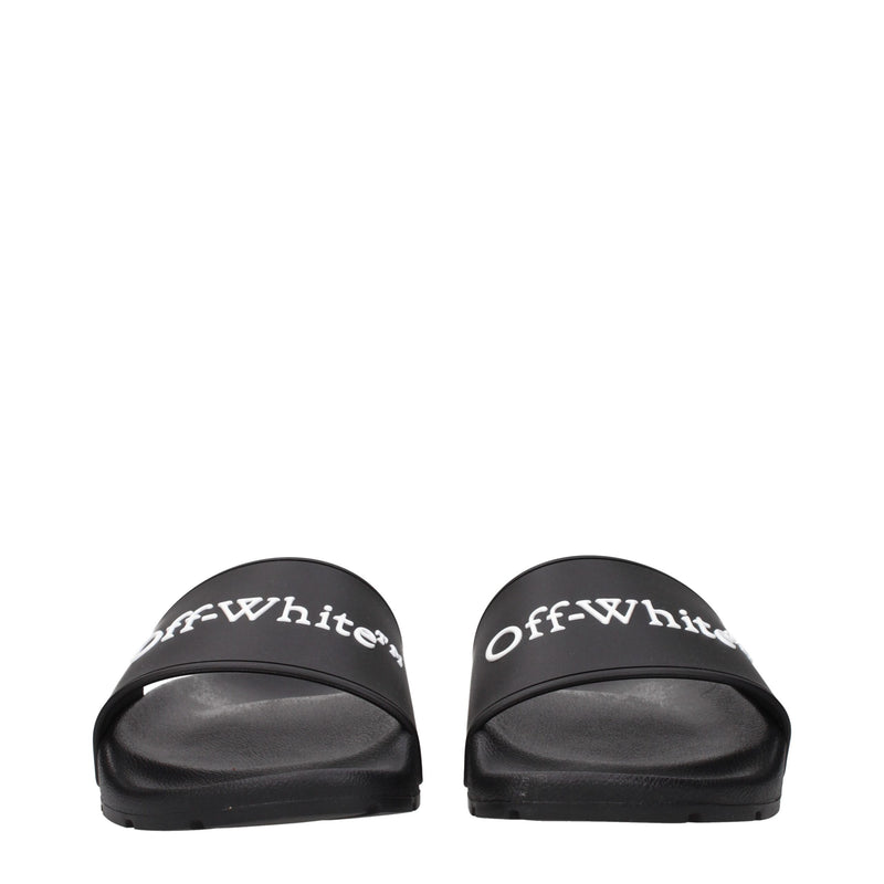 Off-White Black Cotton Slippers Sandals - All-Day Comfort