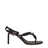 Off-White Black Leather Flip-Flop Sandals for Women