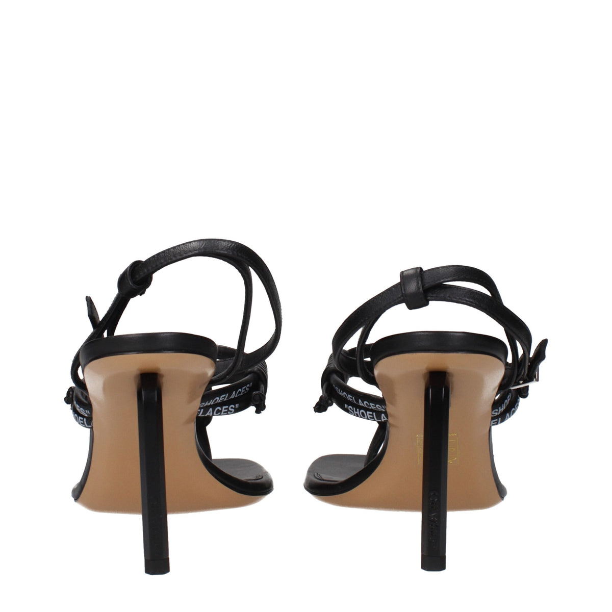 Off-White Black Leather Flip-Flop Sandals for Women