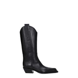 Off-White Black Leather High Heel Boots for Women