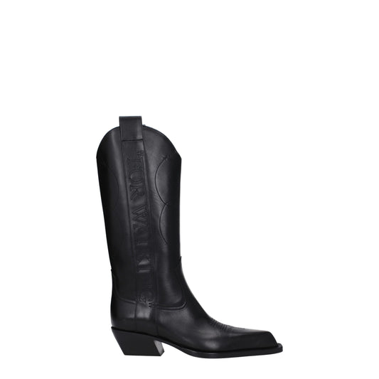 Bottines à talons hauts en cuir noir et blanc cassé