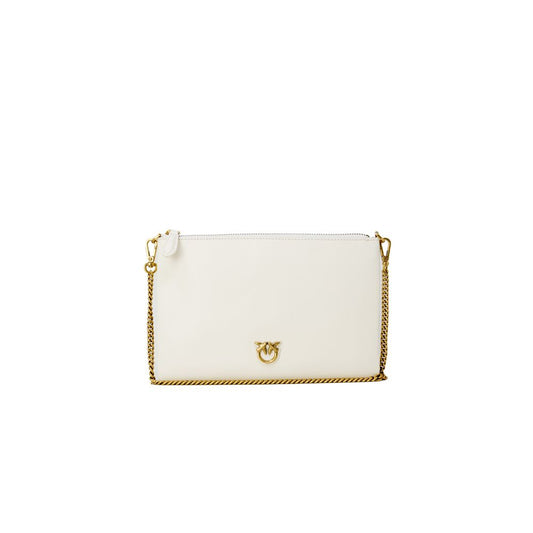PINKO Sac à main à rabat en cuir crème