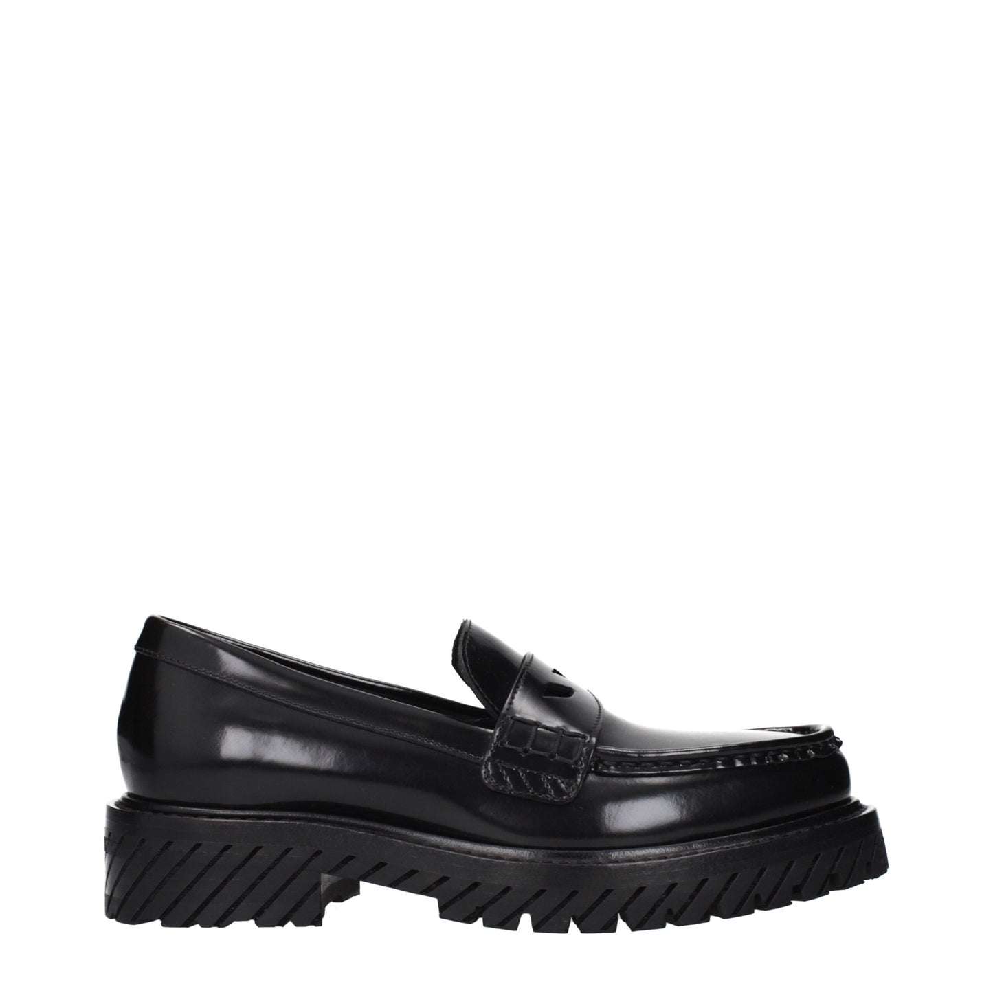 Mocassins à enfiler en cuir blanc cassé et noir