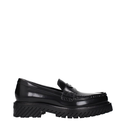 Mocassins à enfiler en cuir blanc cassé et noir