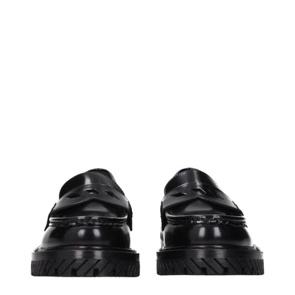 Mocassins à enfiler en cuir blanc cassé et noir