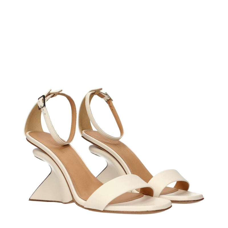 Off-White Beige Leather Platforms Sandals - Stylish Comfort