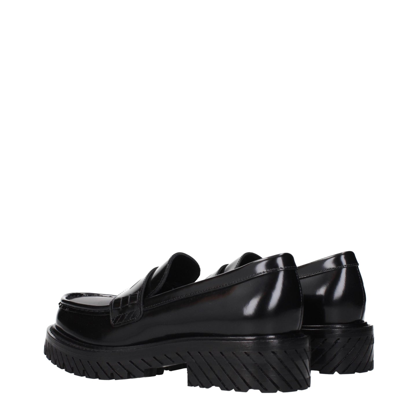 Mocassins à enfiler en cuir blanc cassé et noir