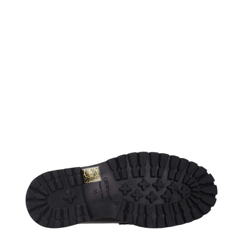 Off-White Black Leather Slip-On Loafers