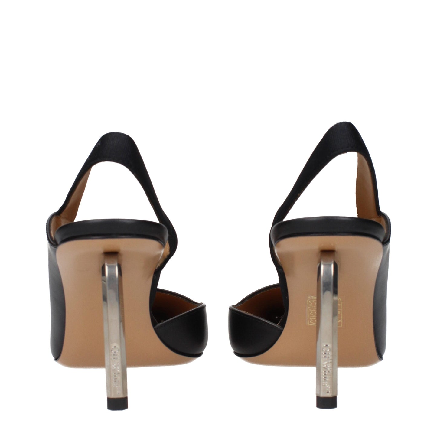 Escarpins à talons hauts en cuir noir et blanc cassé
