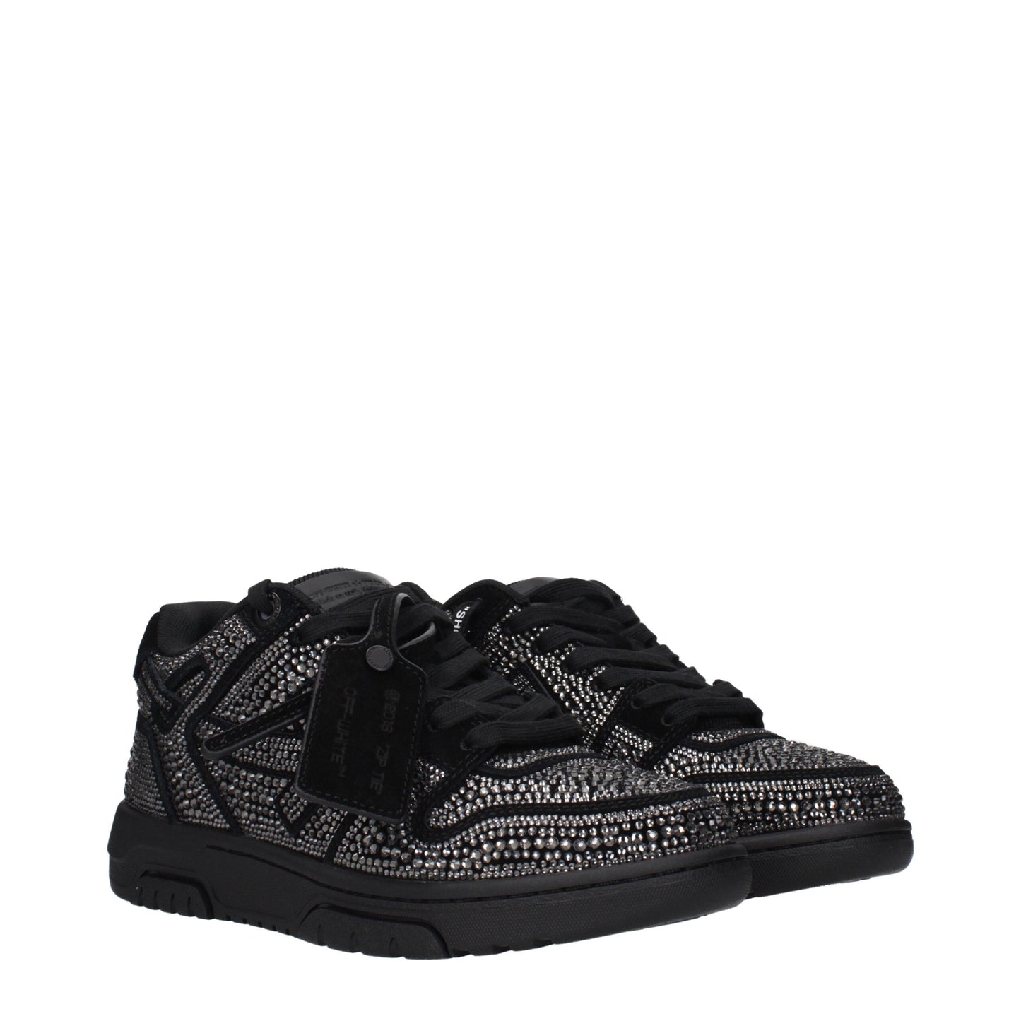 Sneakers en cuir noir et blanc cassé