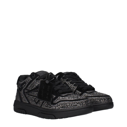 Sneakers en cuir noir et blanc cassé