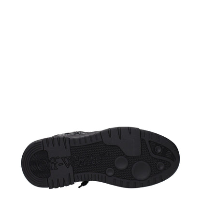 Sneakers en cuir noir et blanc cassé