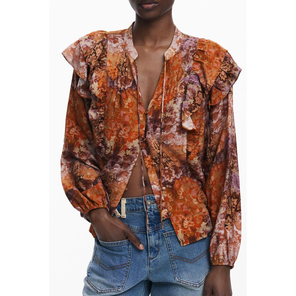 Desigual Orange Viscose Women's Long-Sleeved Shirt