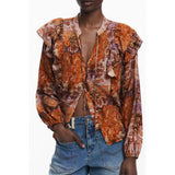 Desigual Orange Viscose Women's Long-Sleeved Shirt