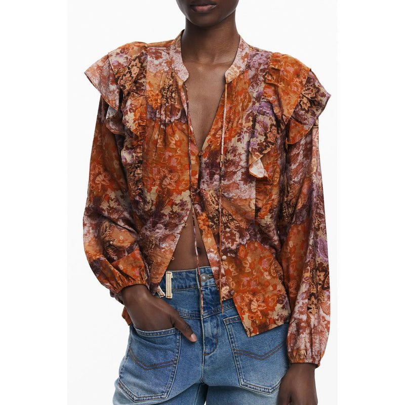 Desigual Orange Viscose Women's Long-Sleeved Shirt