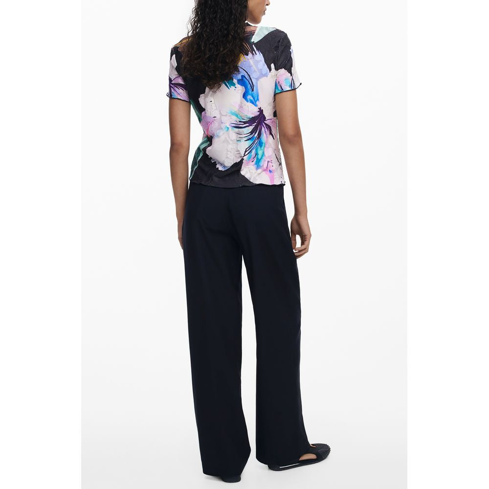 T-shirt Femme Desigual Noir en Polyester - Élégant et Confortable