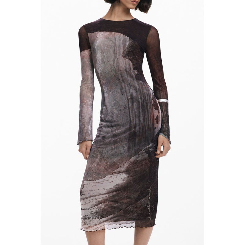 Robe Longue à Manches Longues Brune Desigual pour Femme - Élégance Effortless