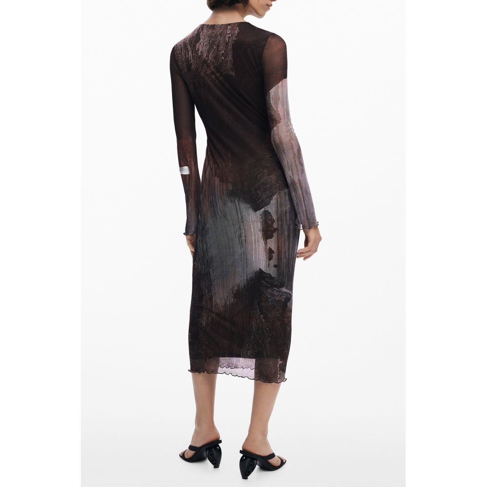 Robe Longue à Manches Longues Brune Desigual pour Femme - Élégance Effortless