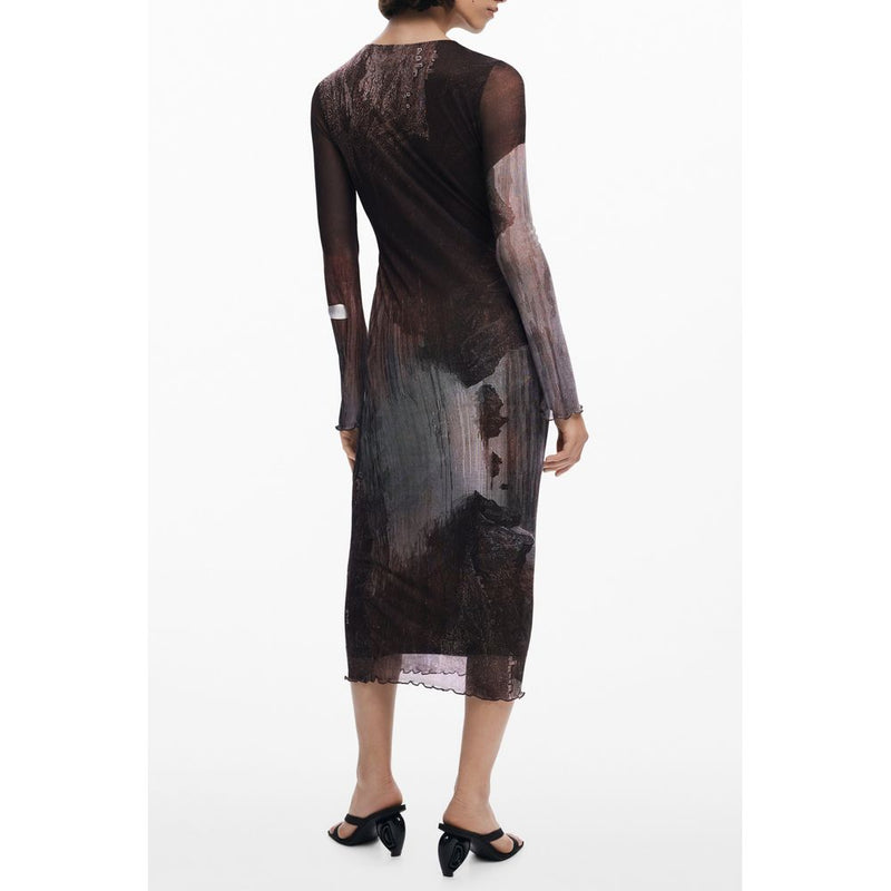 Robe Longue à Manches Longues Brune Desigual pour Femme - Élégance Effortless