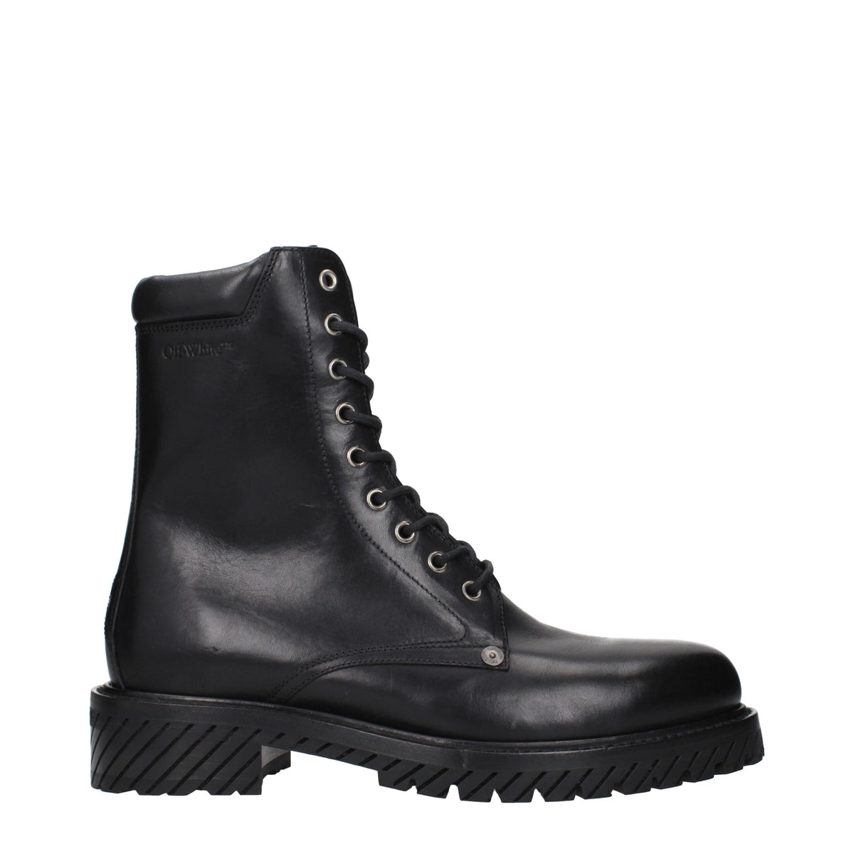 Off-White Black Leather Ankle Boots - Chic Comfort for Every Occasion