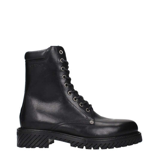 Bottes de cheville en cuir noir et blanc cassé