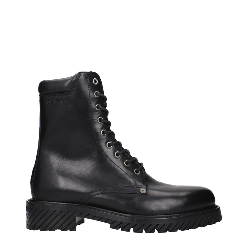Off-White Black Leather Ankle Boots - Chic Comfort for Every Occasion