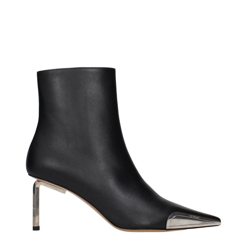 Off-White Black Leather Ankle Boots - Stylish & Comfortable