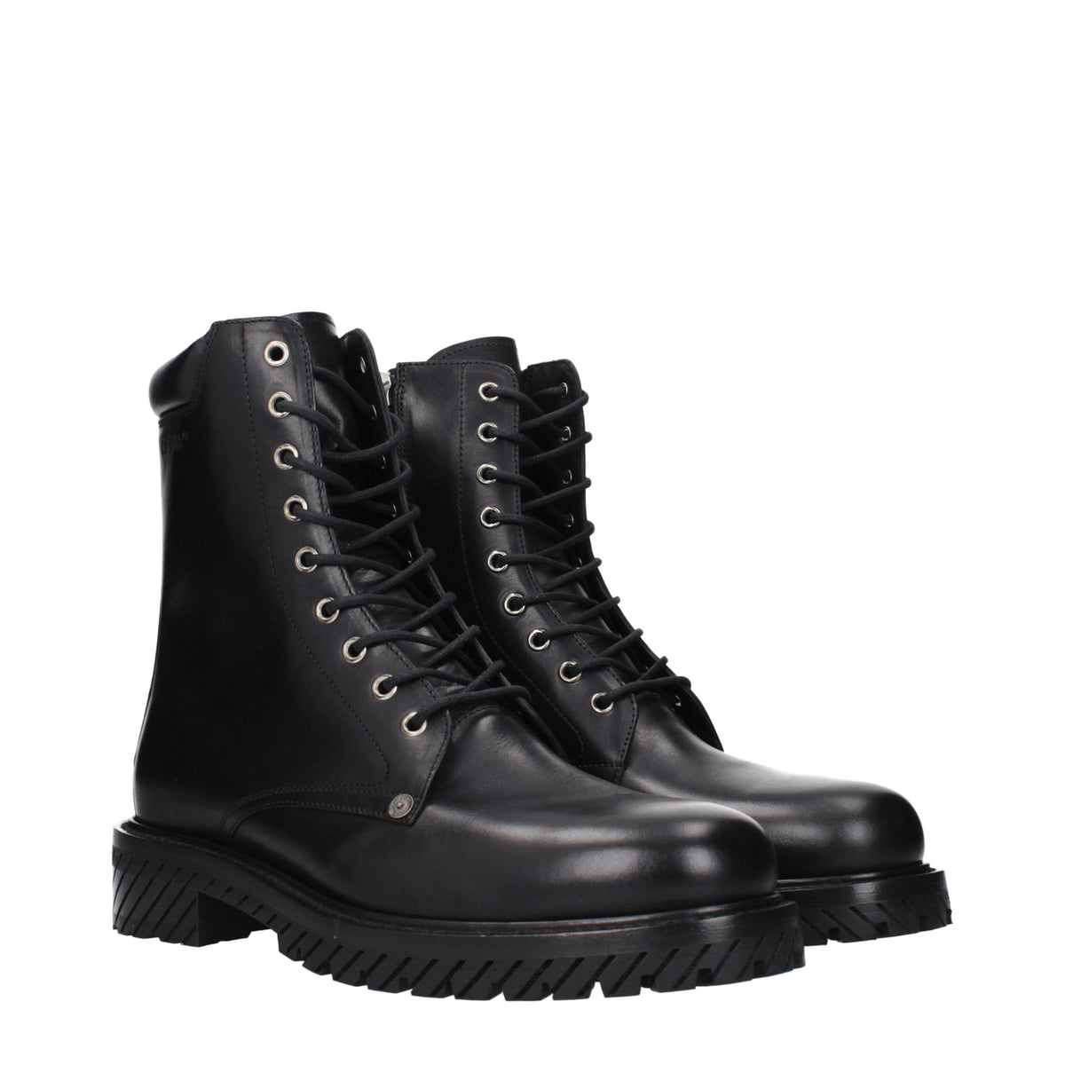 Off-White Black Leather Ankle Boots - Chic Comfort for Every Occasion