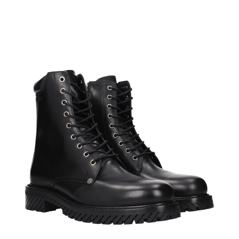 Off-White Black Leather Ankle Boots - Chic Comfort for Every Occasion