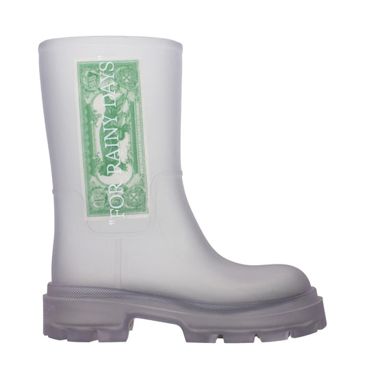 Bottes transparentes en PVC couleur blanc cassé