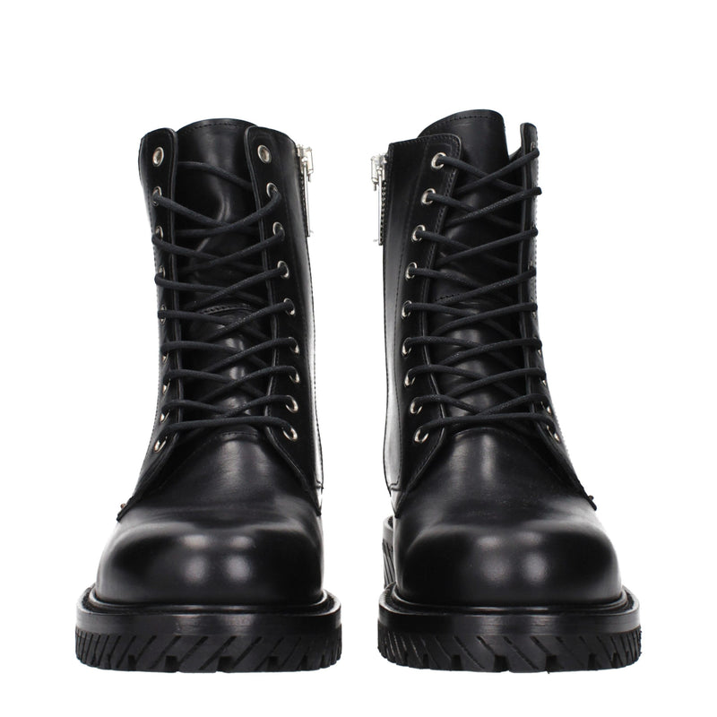 Off-White Black Leather Ankle Boots - Chic Comfort for Every Occasion