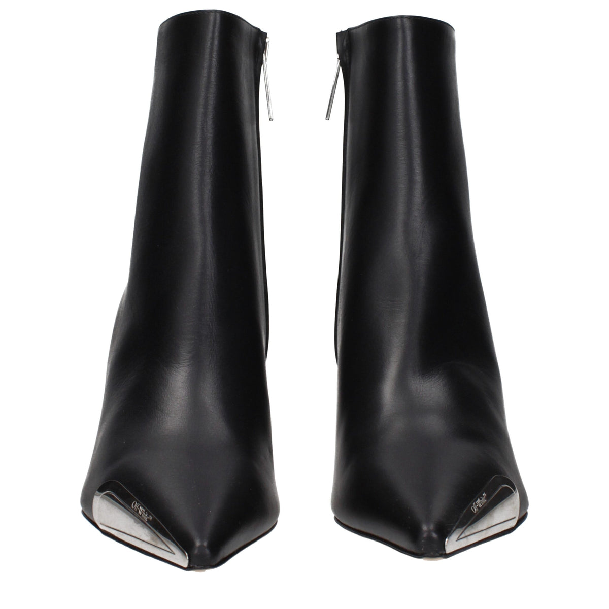 Off-White Black Leather Ankle Boots - Stylish & Comfortable