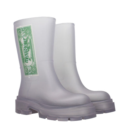 Bottes transparentes en PVC couleur blanc cassé