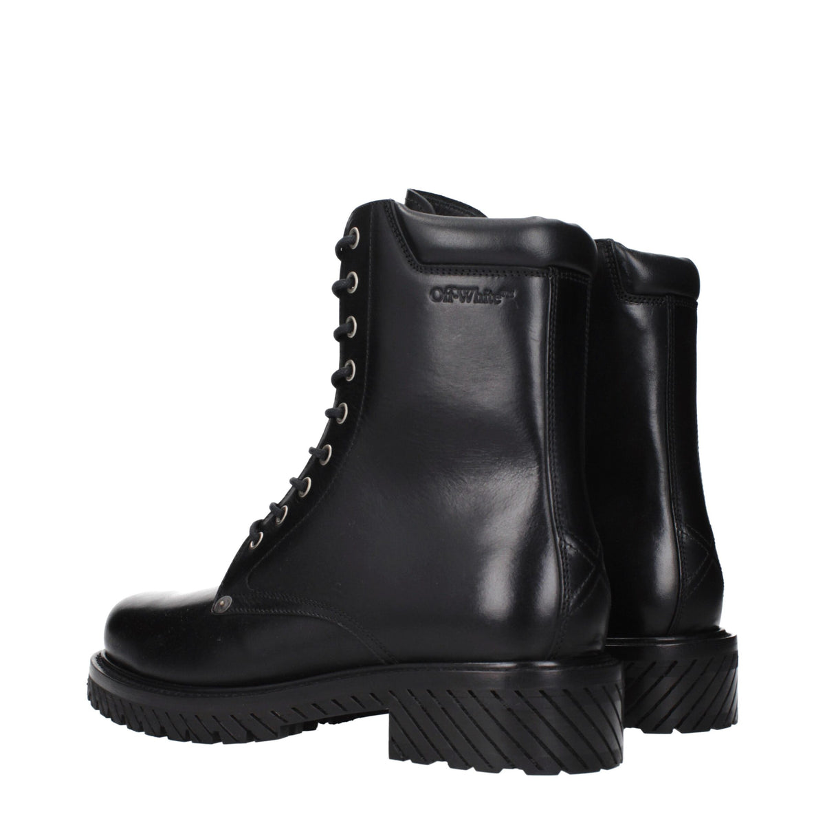 Off-White Black Leather Ankle Boots - Chic Comfort for Every Occasion