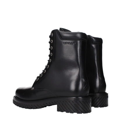 Bottes de cheville en cuir noir et blanc cassé