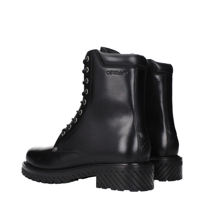 Off-White Black Leather Ankle Boots - Chic Comfort for Every Occasion