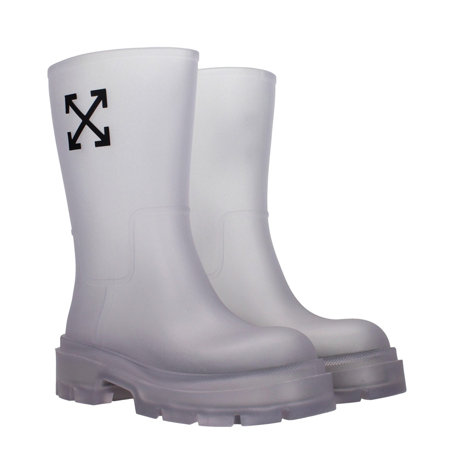 Bottes transparentes en PVC couleur blanc cassé