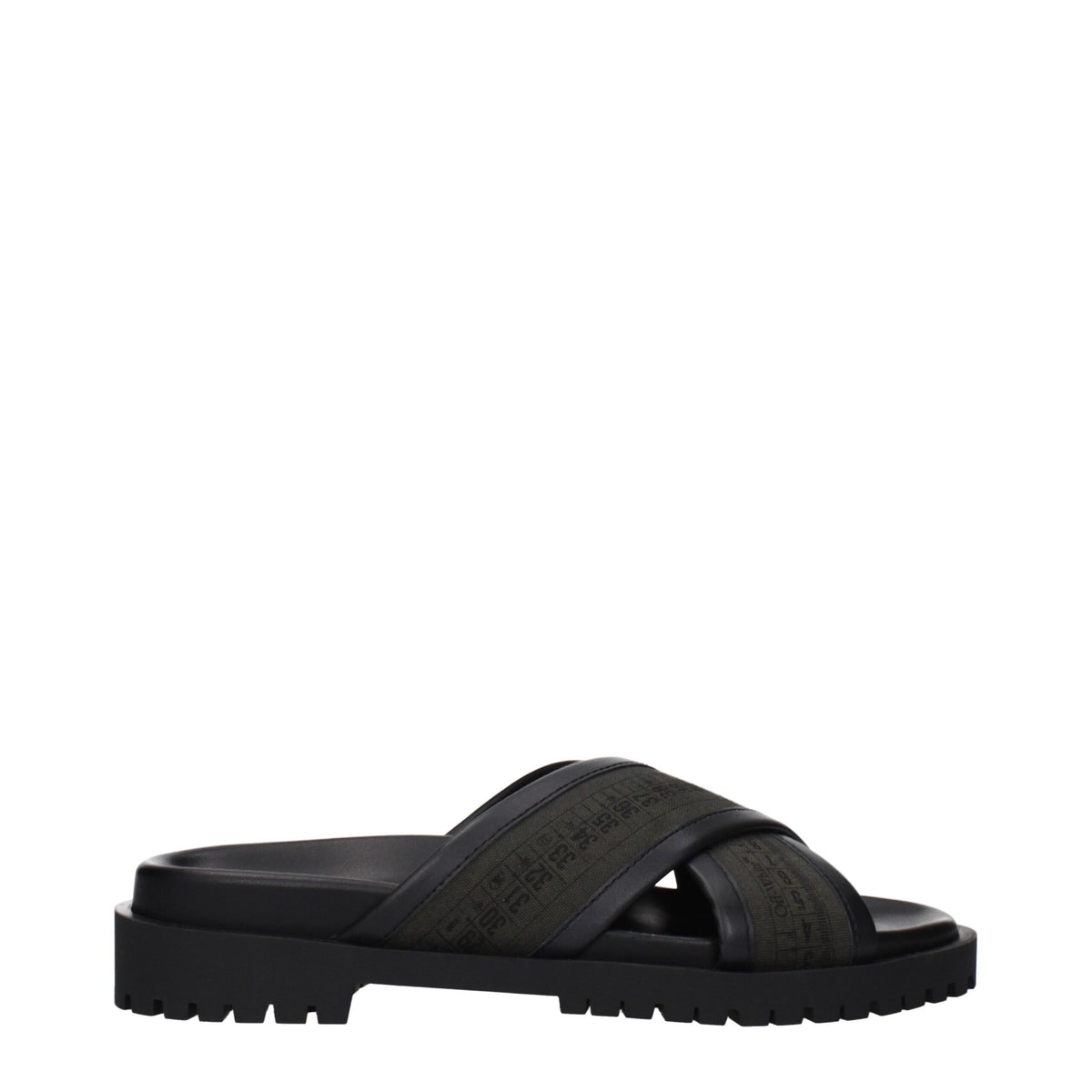 Off-White Green Fabric Flat Sandals for Men