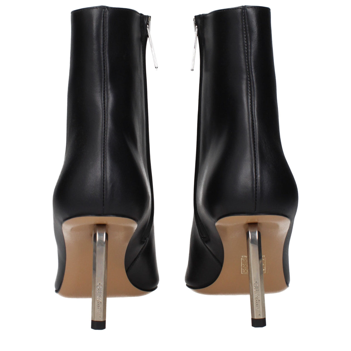 Off-White Black Leather Ankle Boots - Stylish & Comfortable