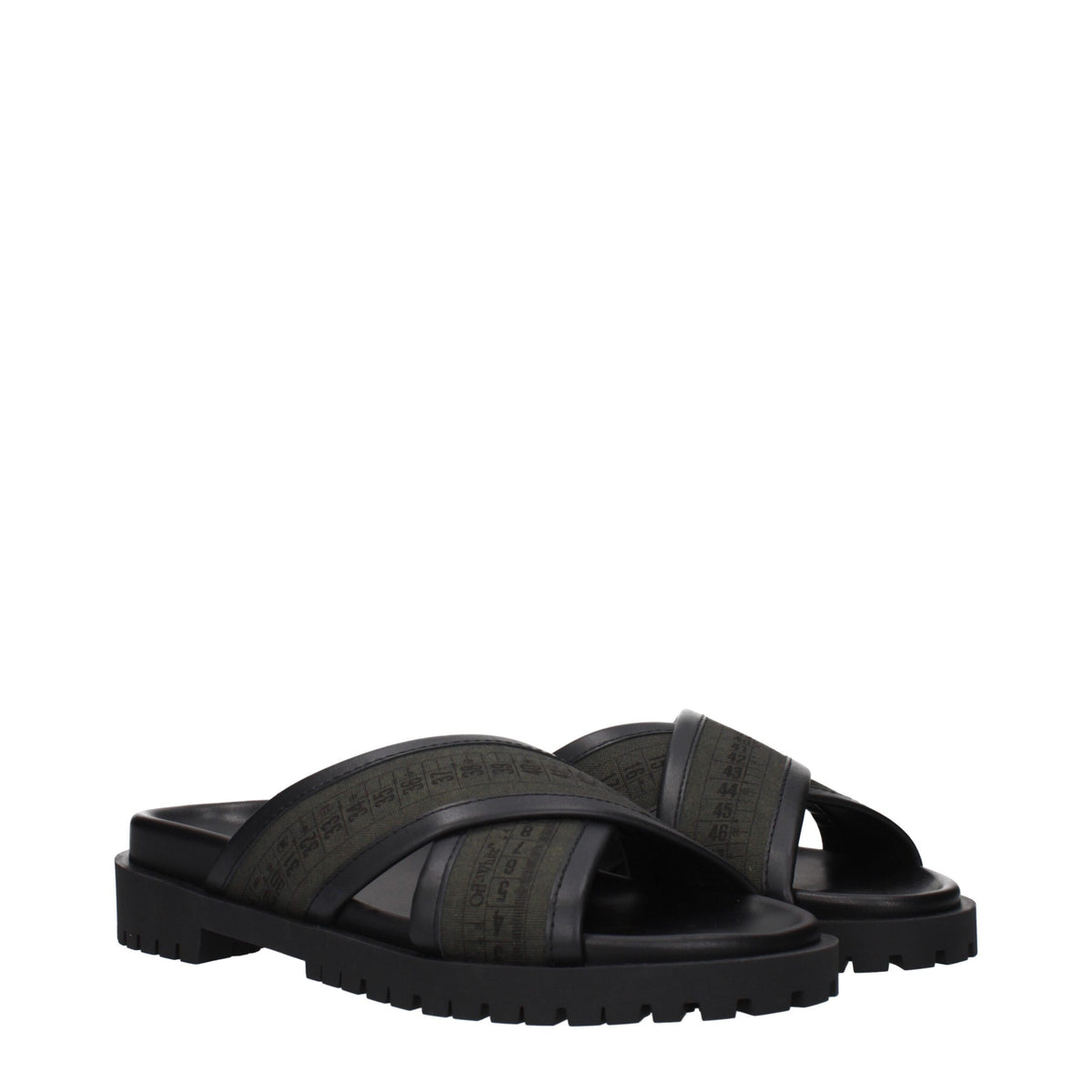 Off-White Green Fabric Flat Sandals for Men