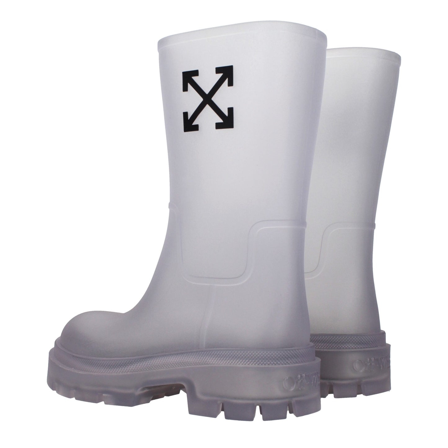 Bottes transparentes en PVC couleur blanc cassé