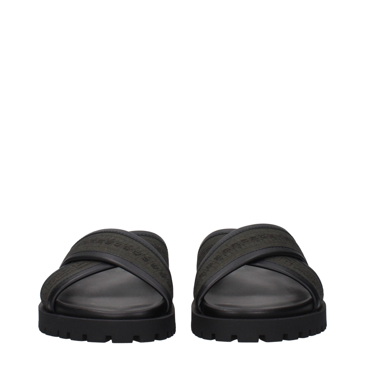 Off-White Green Fabric Flat Sandals for Men